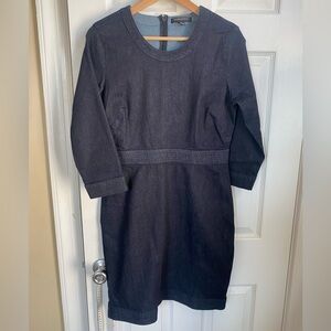 Banana Republic Dark Indigo Long Sleeve Sheath Midi Denim Dress